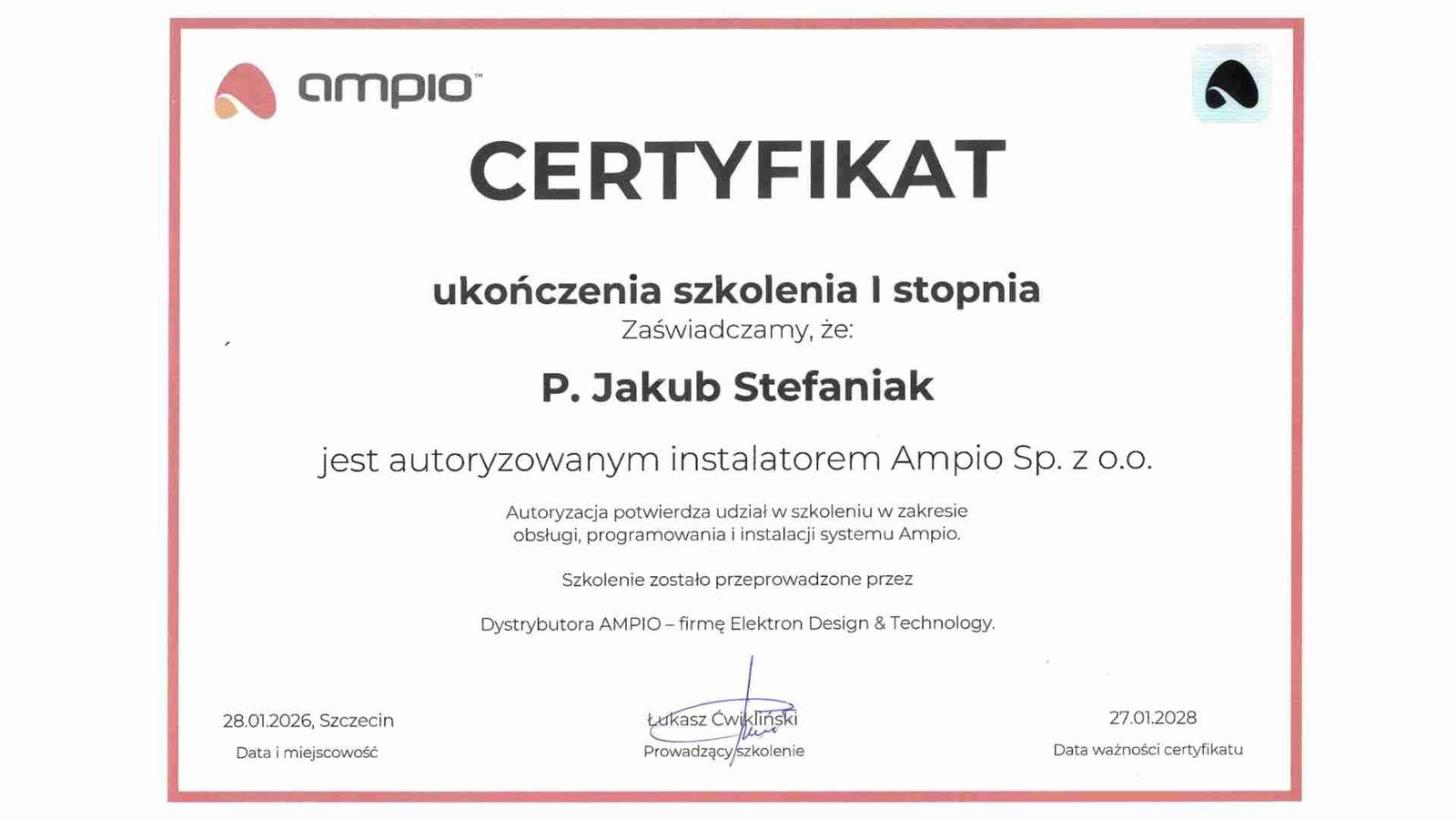 Certyfikat Ampio