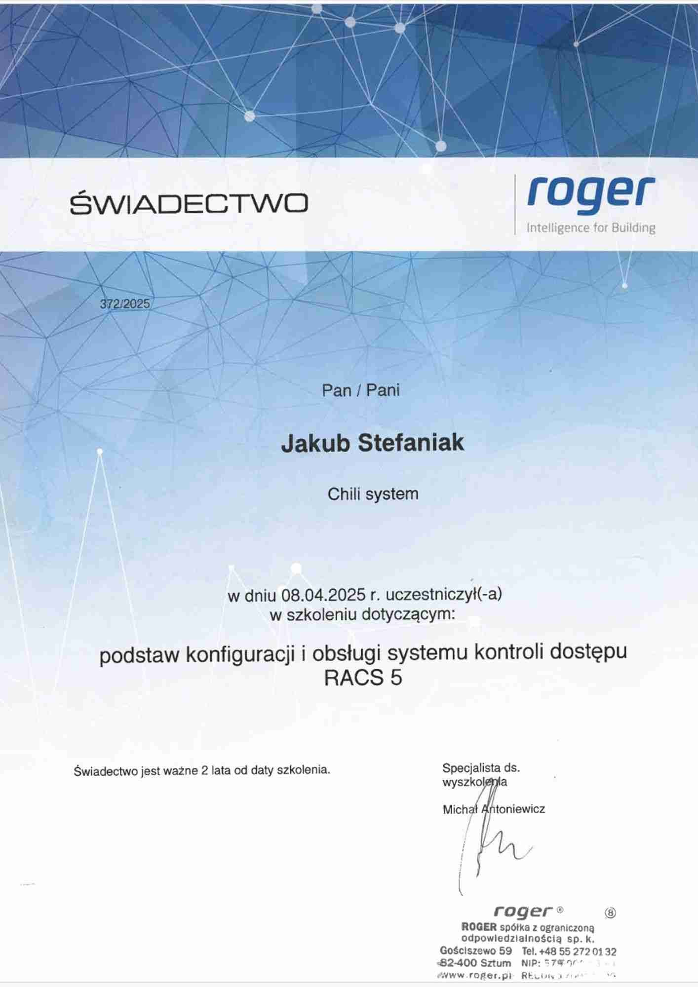 Świadectwo Roger